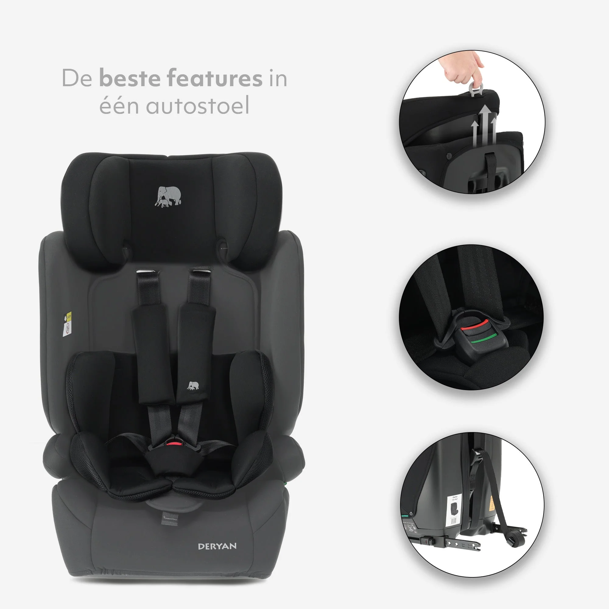 Carter Luxe i-Size/isofix Silla de auto 76-150 cm - 9-36 kg - Asiento profundo - Reposacabezas ajustable - Sistemas de seguridad - Fácil de limpiar - Grupo 1/2/3 - Image 4