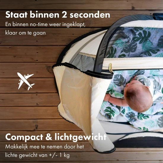 BabyBox tienda para bebés Cuna de camping + colchón - Crema - Image 7