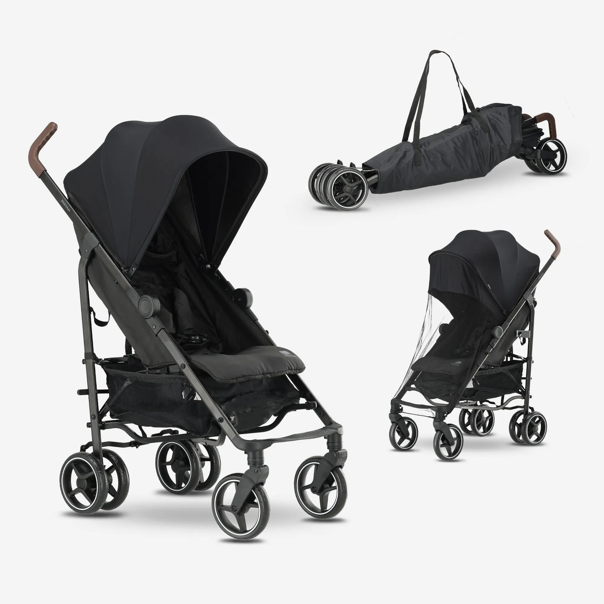 Cochecito Bobbie Paraplu - Incluye mosquitera - Incluye bolsa de transporte - Apto para niños de hasta 22 kg - Negro