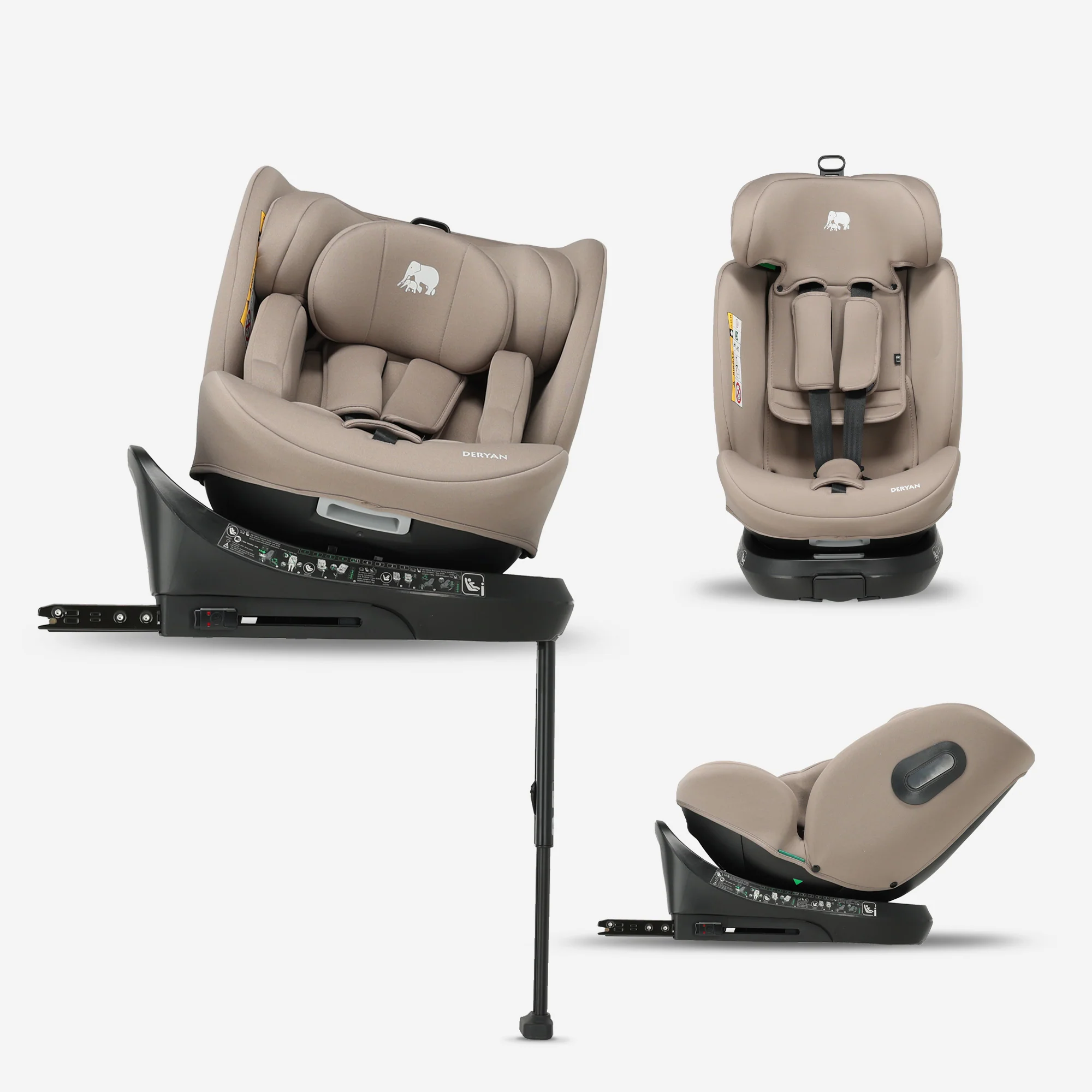 Silla de coche Carly Luxe i-Size - 0-36 kg - Isofix + pata de apoyo - Giratoria 360° - Nougat