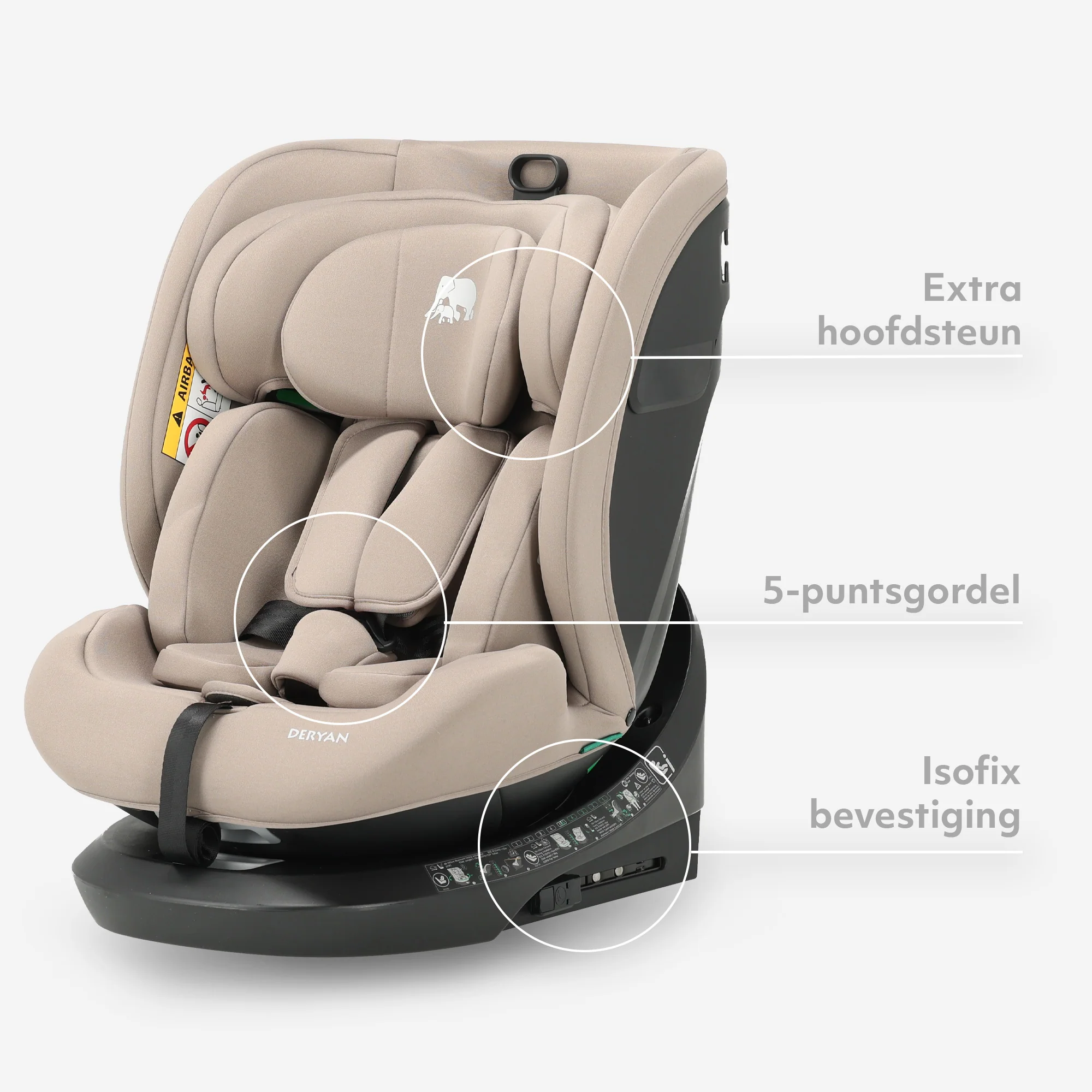 Silla de coche Cassie Luxe I-size - Grupos 0-1-2-3 - Isofix - Giratoria 360° - Nougat - Image 5