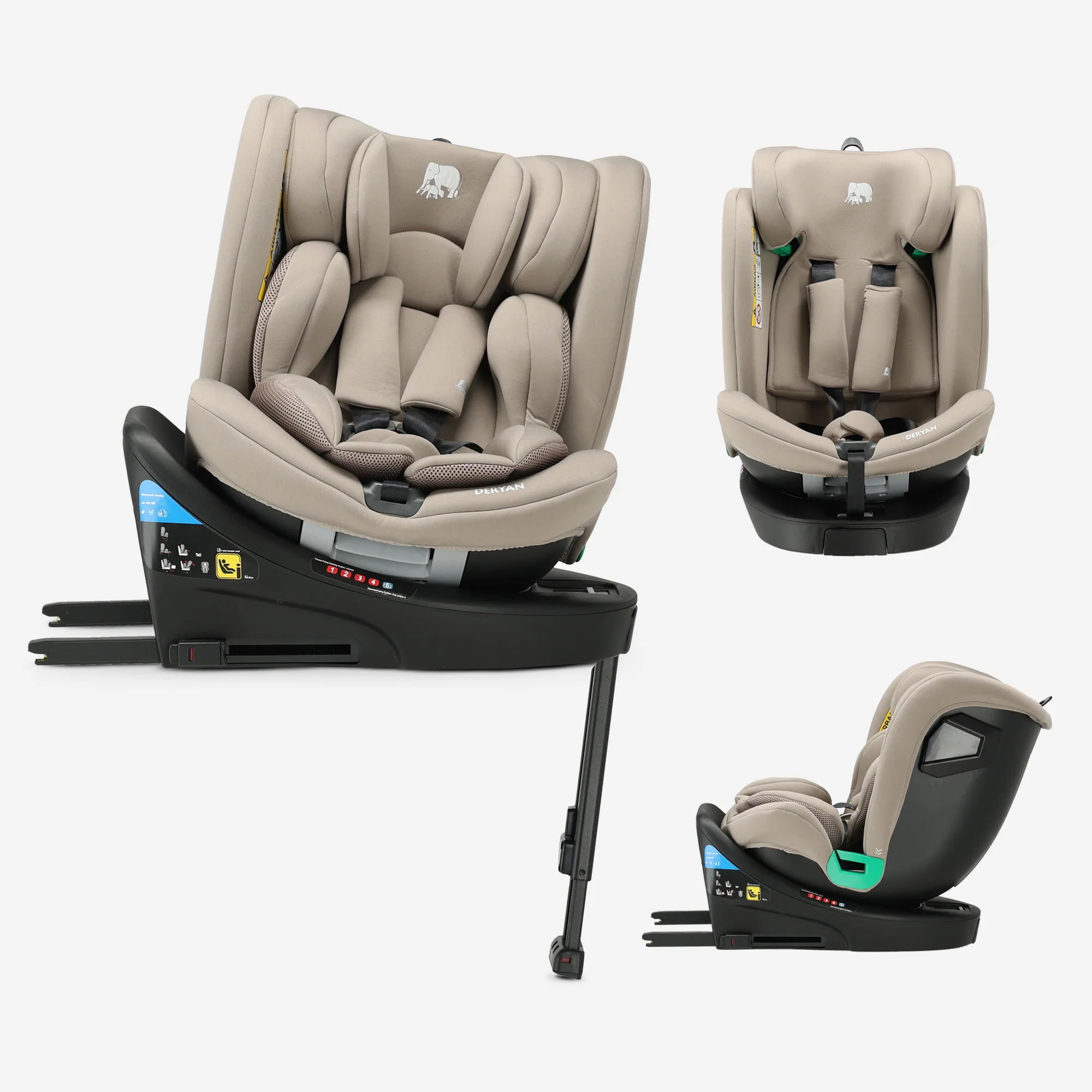 Silla de coche Chase Luxe i-Size - 0-36 kg - Pata de apoyo Isofix - Giratoria 360° - Nougat
