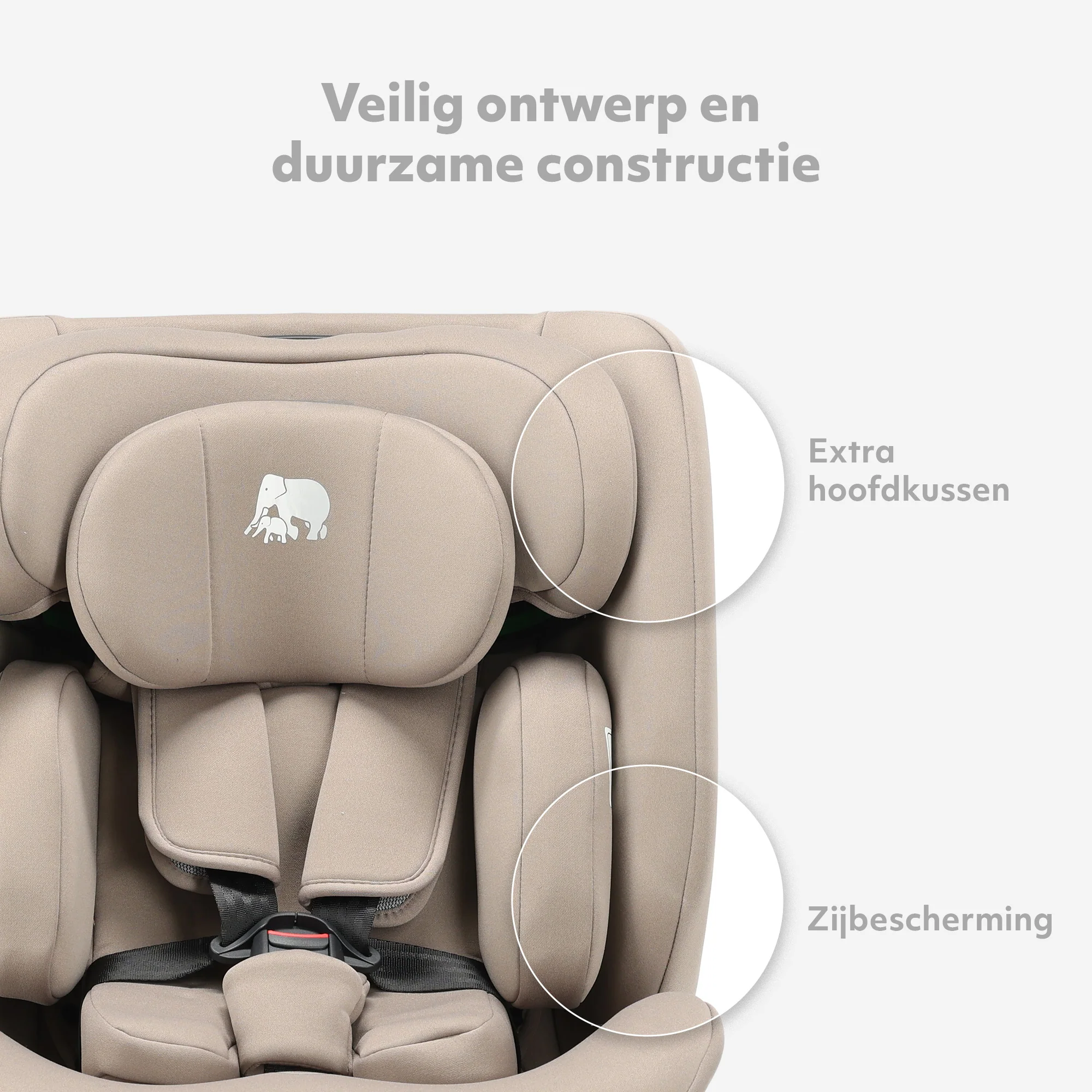 Silla de coche Clyde I-Size - Apta para niños de 40 a 150 cm - Grupos 0/1/2/3 - Se fija con el cinturón de seguridad - Color Nougat - Image 10