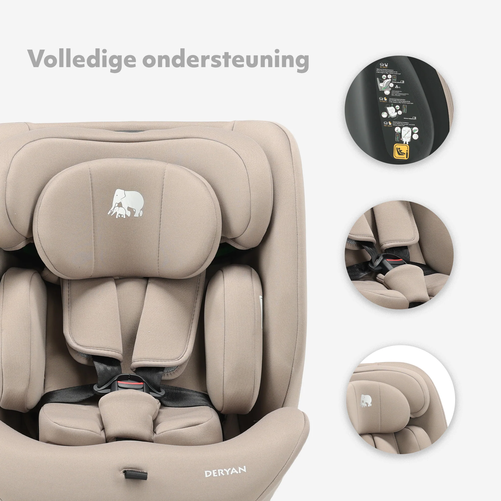 Silla de coche Clyde I-Size - Apta para niños de 40 a 150 cm - Grupos 0/1/2/3 - Se fija con el cinturón de seguridad - Color Nougat - Image 6