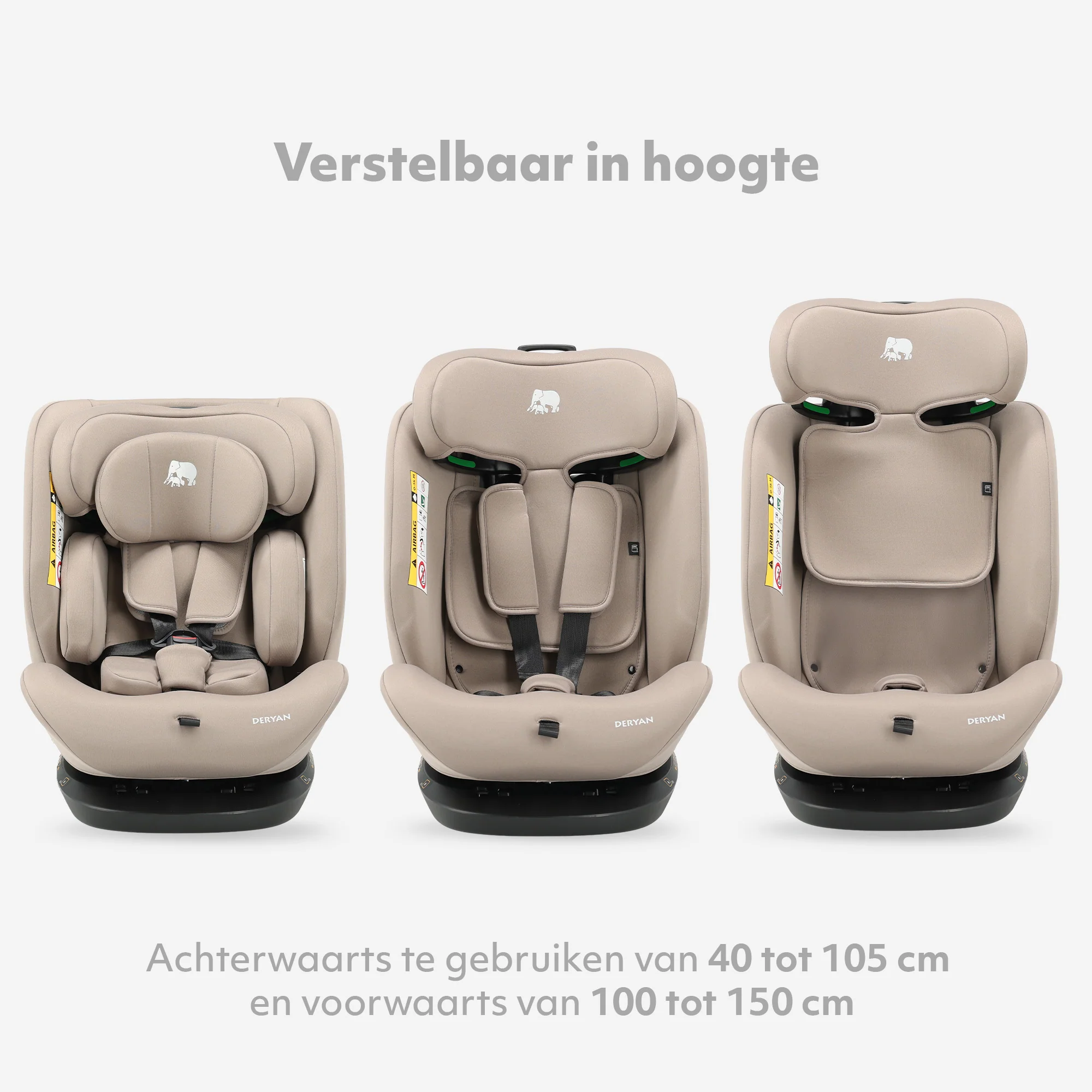 Silla de coche Clyde I-Size - Apta para niños de 40 a 150 cm - Grupos 0/1/2/3 - Se fija con el cinturón de seguridad - Color Nougat - Image 8