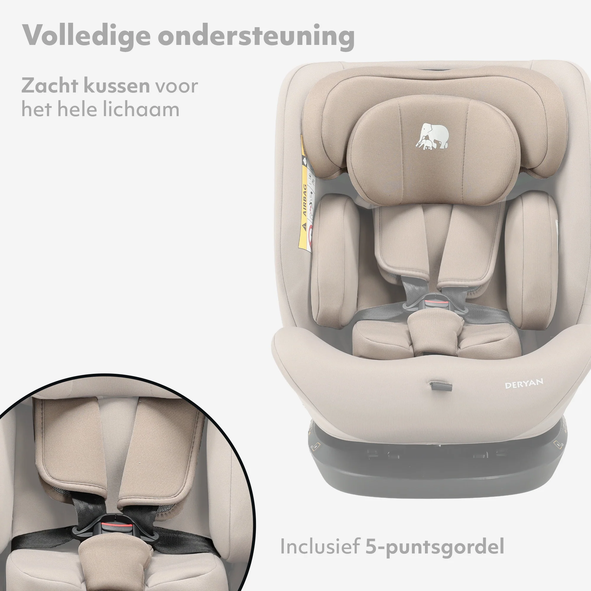 Silla de coche Clyde I-Size - Apta para niños de 40 a 150 cm - Grupos 0/1/2/3 - Se fija con el cinturón de seguridad - Color Nougat - Image 9