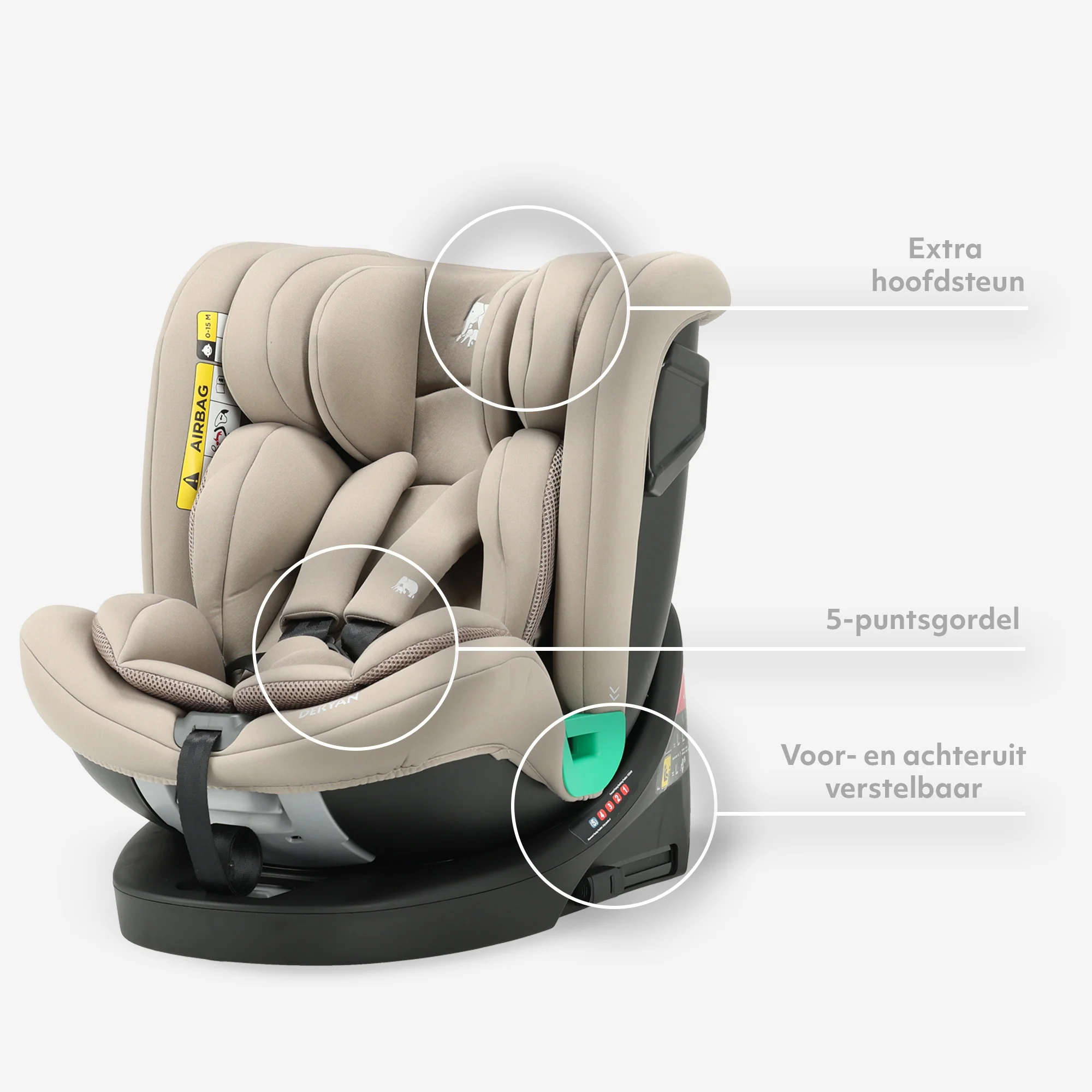 Silla de coche Colin Luxe I-size - Grupos 0-1-2-3 - Isofix - Giratoria 360° - Nougat - Image 5