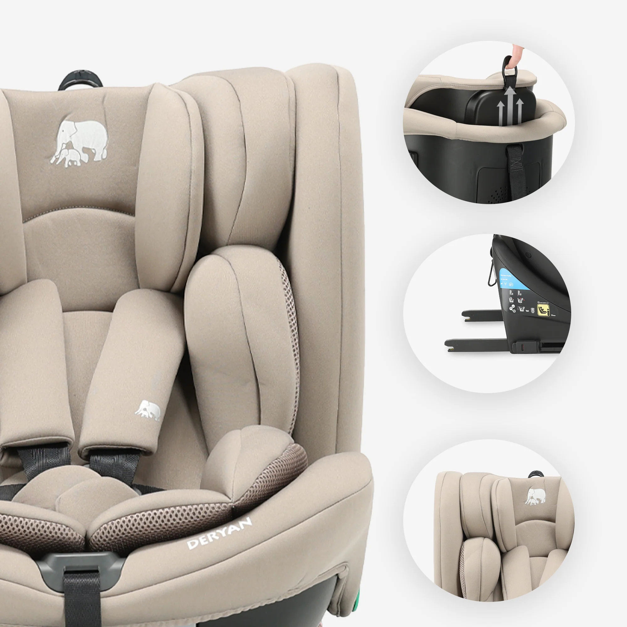 Silla de coche Colin Luxe I-size - Grupos 0-1-2-3 - Isofix - Giratoria 360° - Nougat - Image 6