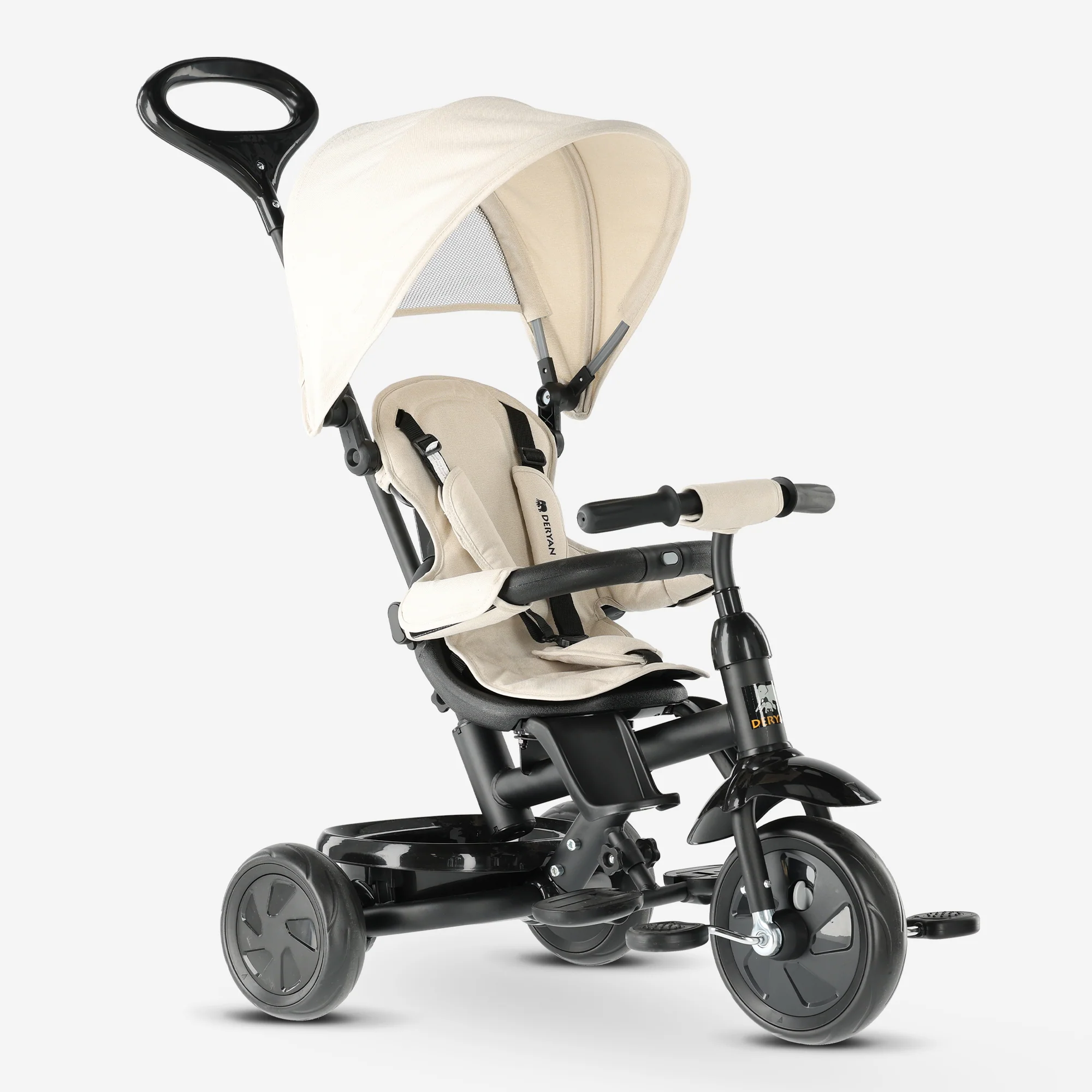 Triciclo Adventurer con barra de empuje Beige - Image 5