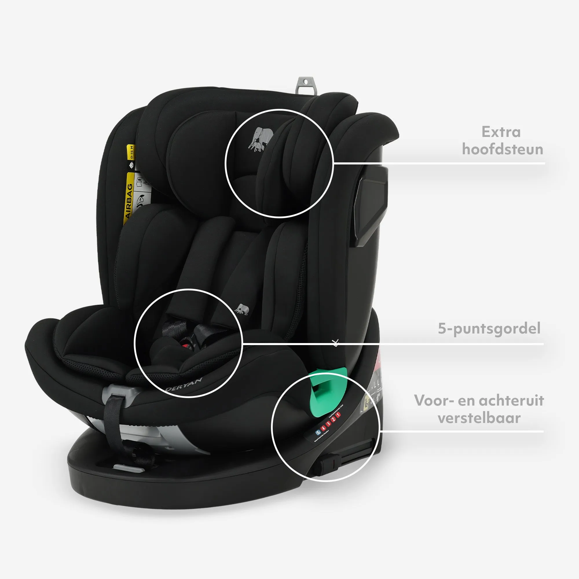 Silla de coche Colin Luxe I-size - Grupos 0-1-2-3 - Isofix - Giratoria 360° - Negro - Image 4