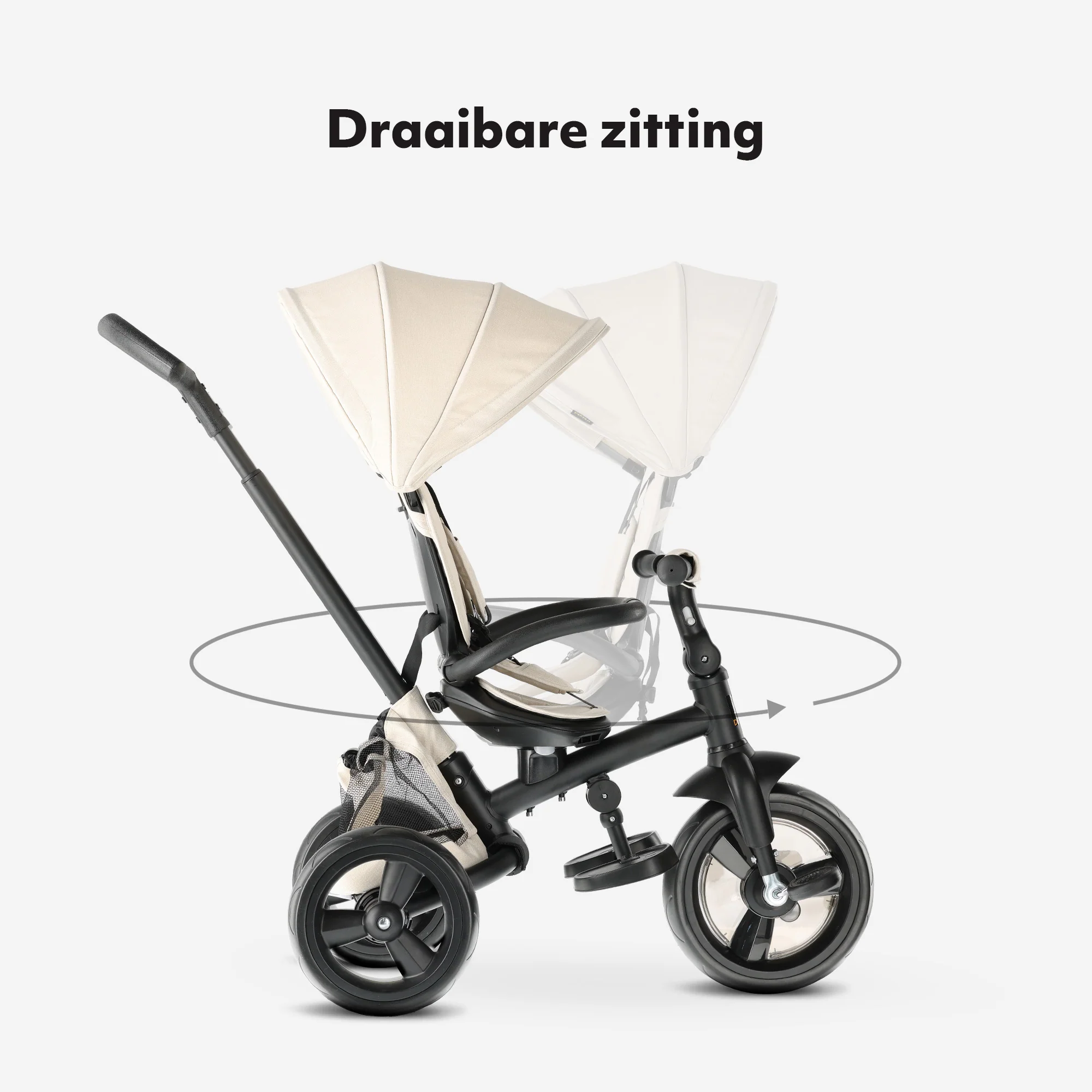 Explorer Luxe Triciclo con manillar - Plegable con cesta crema - Image 4