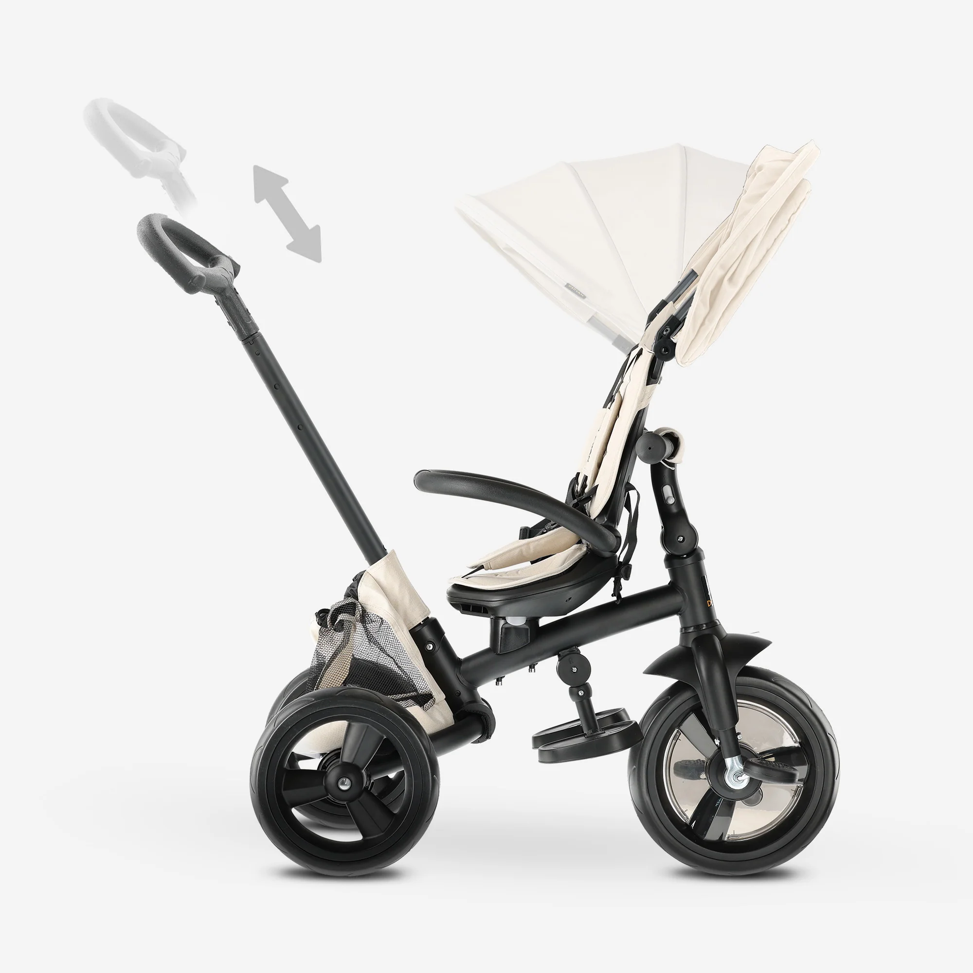 Explorer Luxe Triciclo con manillar - Plegable con cesta crema - Image 7