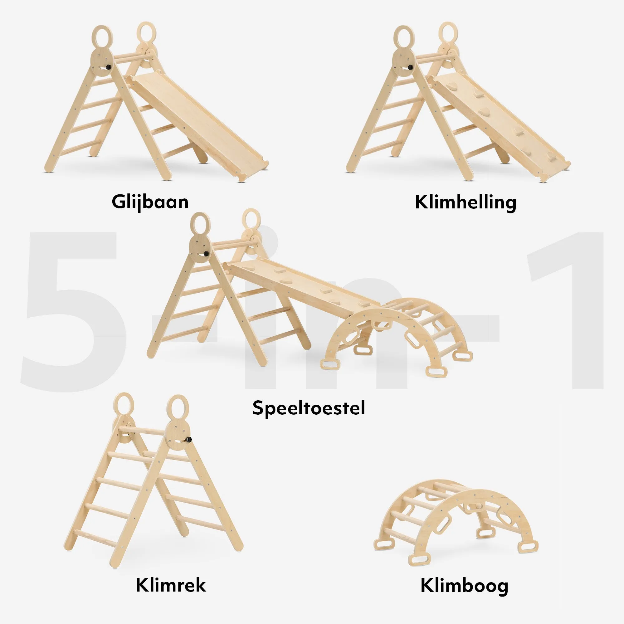Estructura de escalada XXL de lujo - Triángulo plegable + Arco de escalada + Rampa con tobogán - Image 5