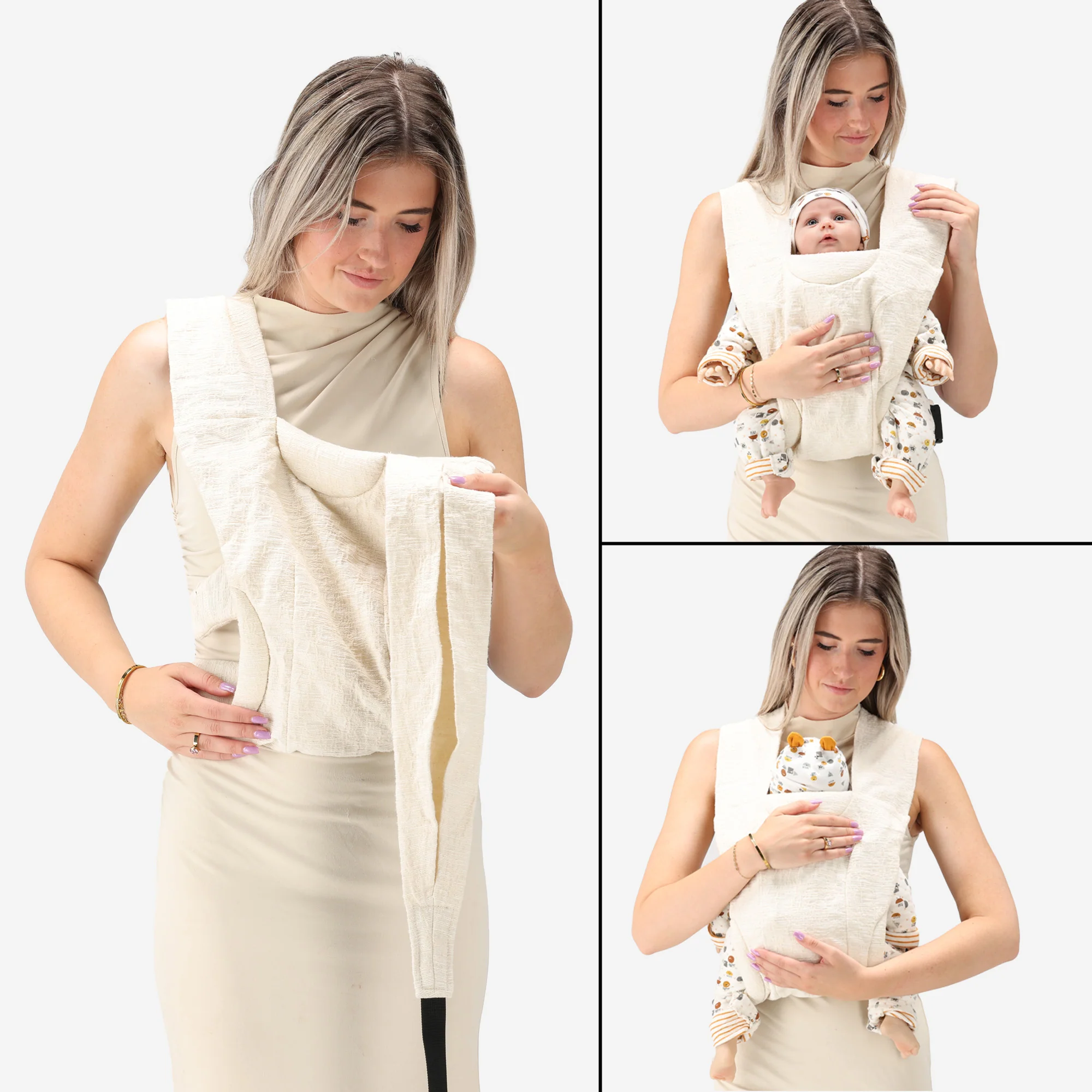 Mochila portabebés Nova Soft Knit Cream - Image 7