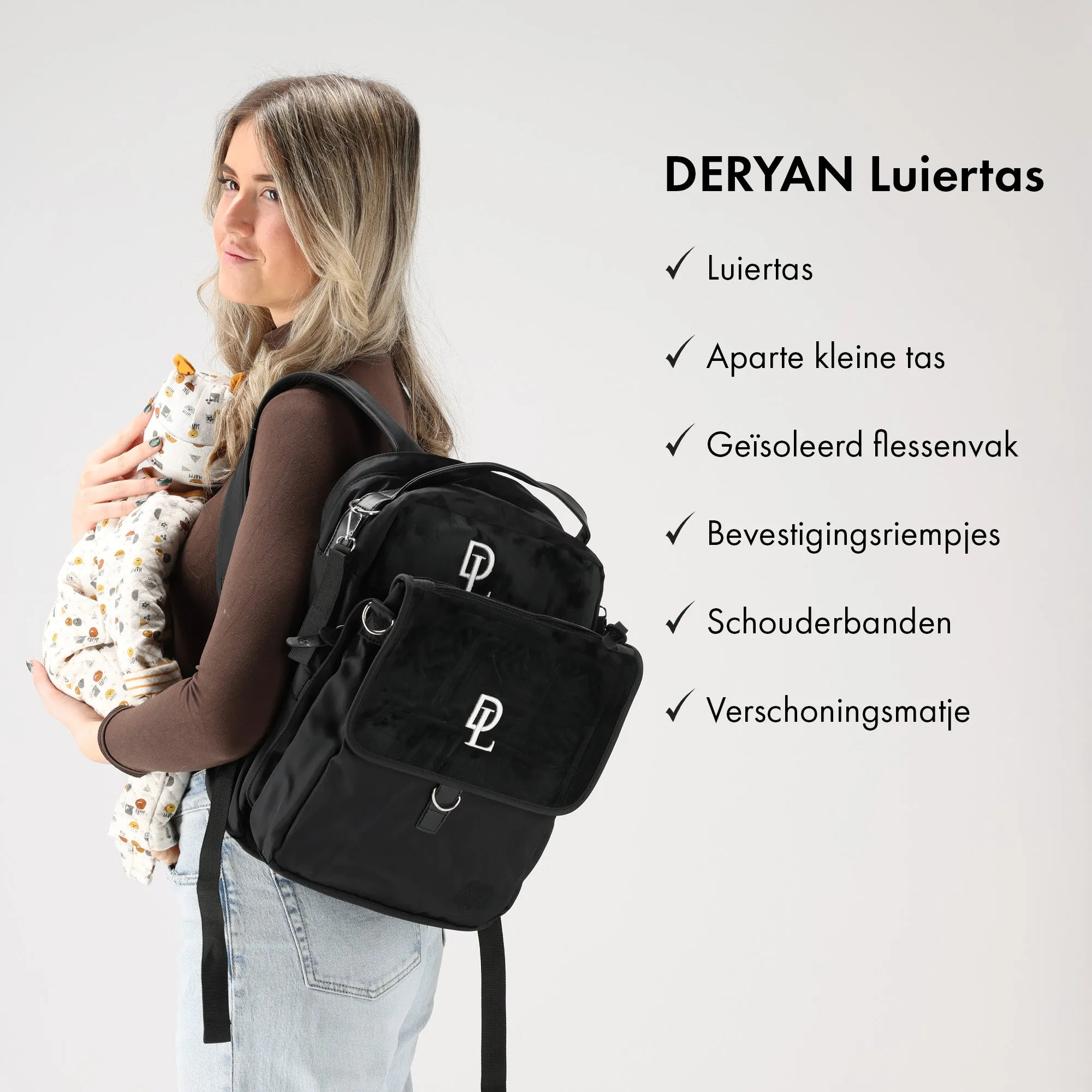 Bolsa para pañales de tres piezas Negro - Image 3