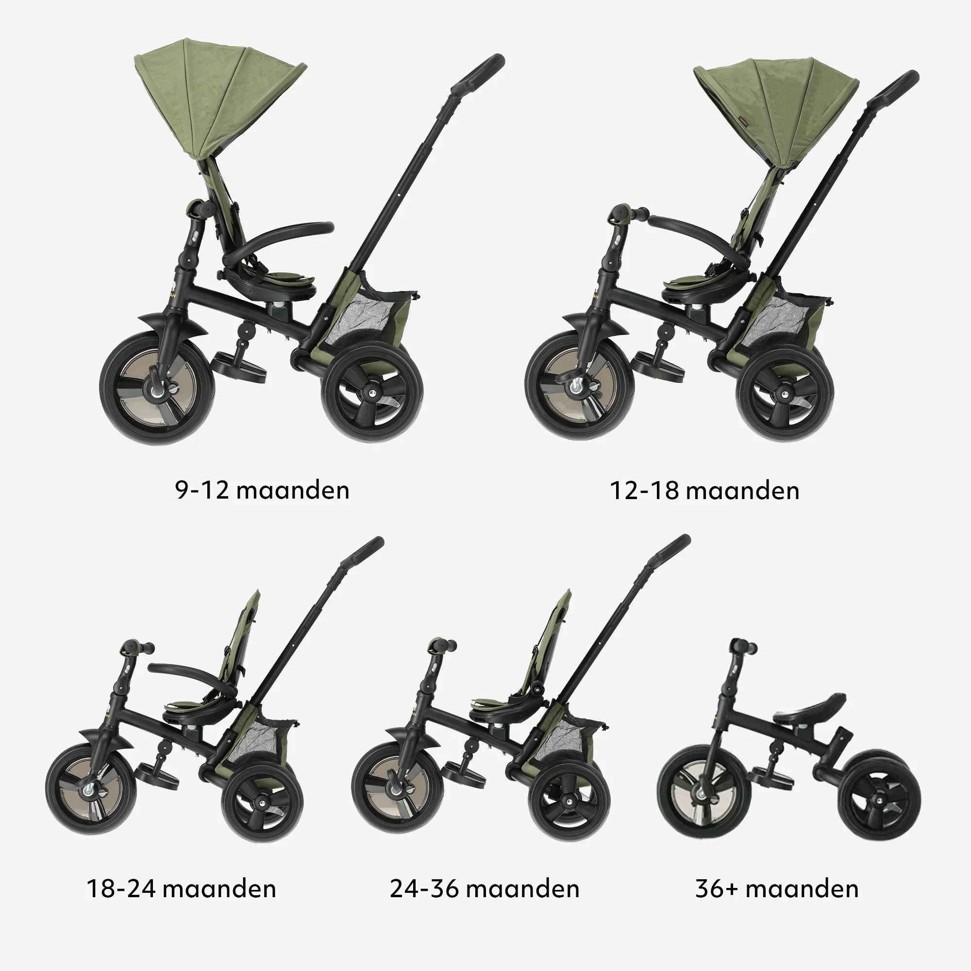 Triciclo Explorer Luxe con barra de empuje - Plegable con cesta verde - Image 10