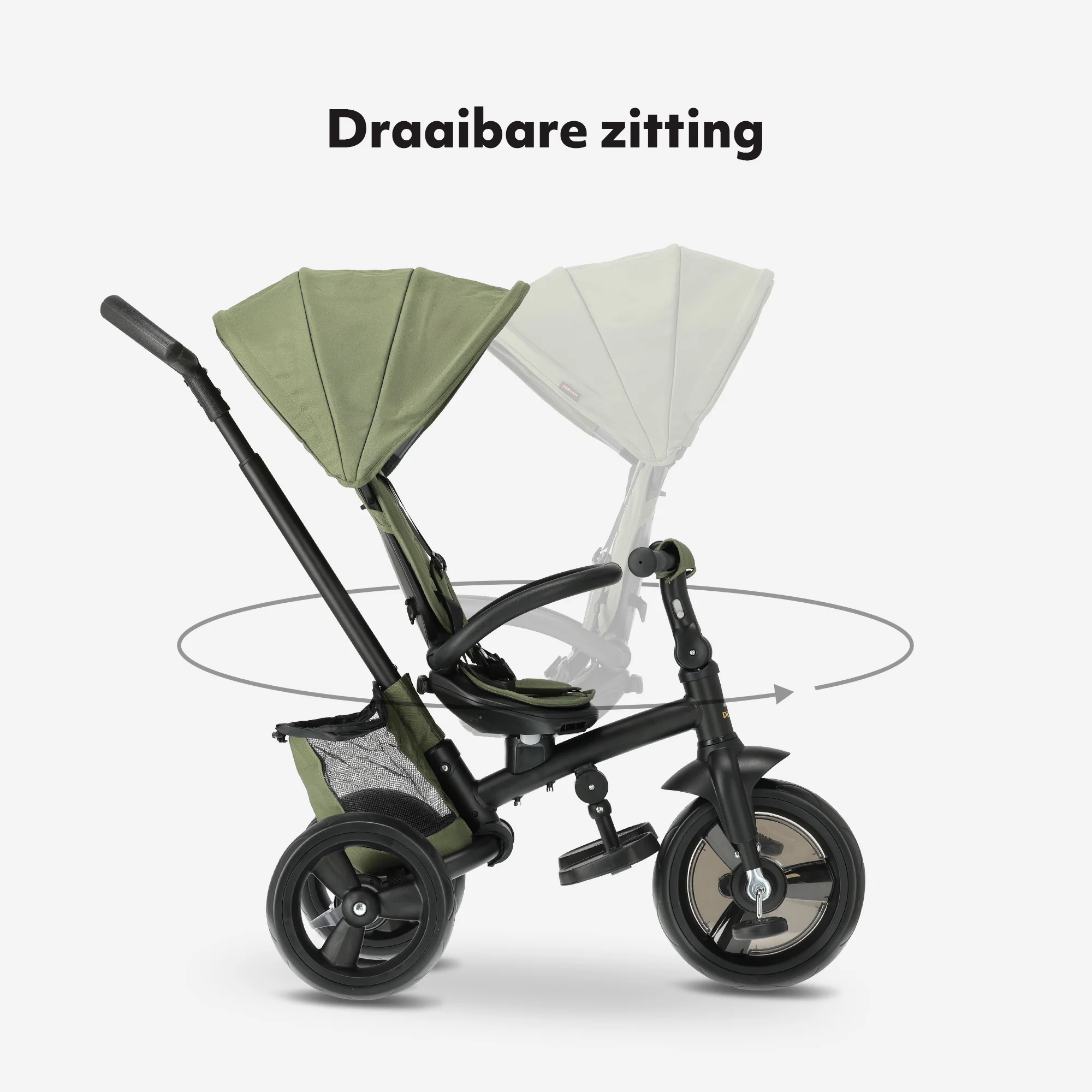 Triciclo Explorer Luxe con barra de empuje - Plegable con cesta verde - Image 4
