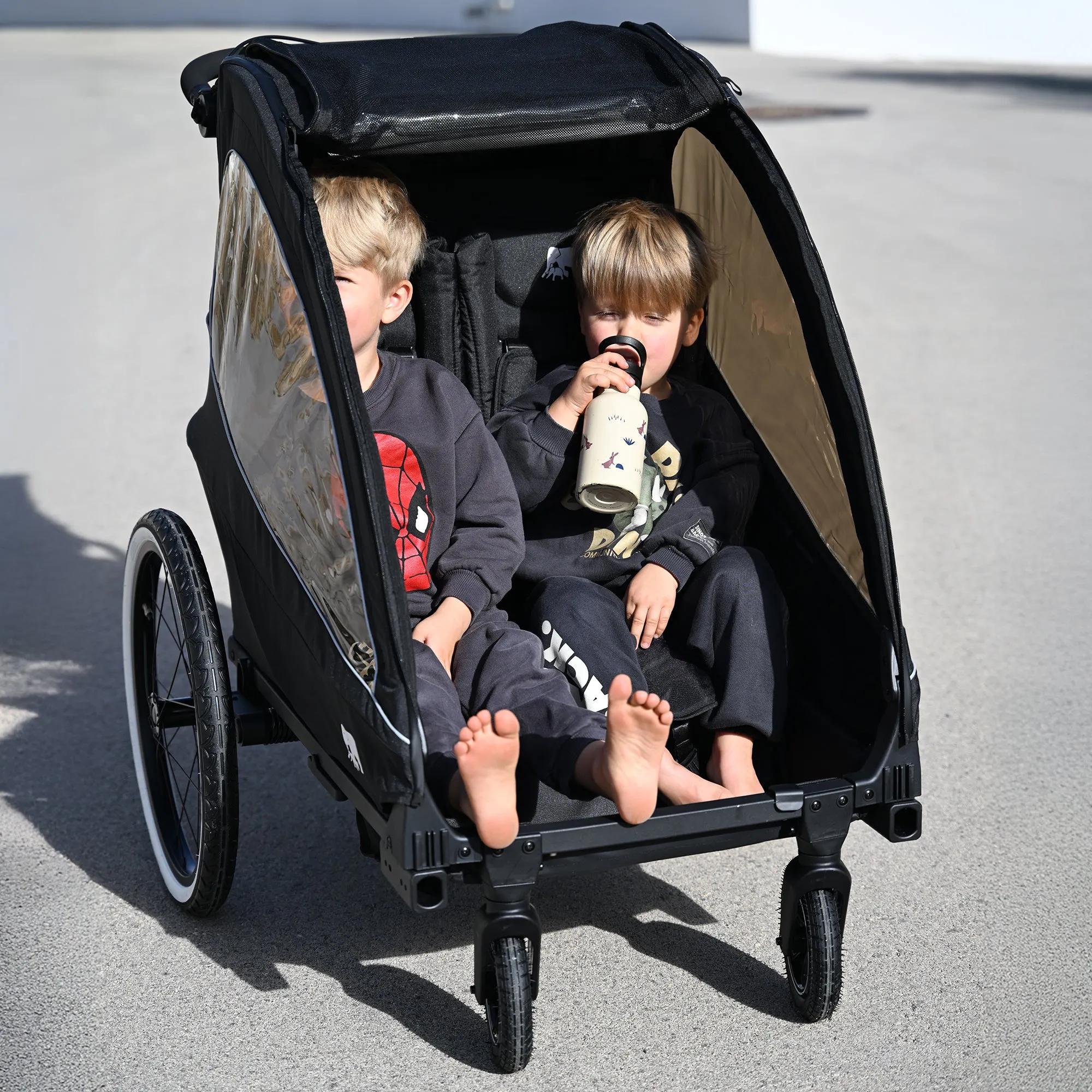 Carro de bicicleta de lujo V2 - Cochecito para pasear - Cochecito para correr Negro - Image 4