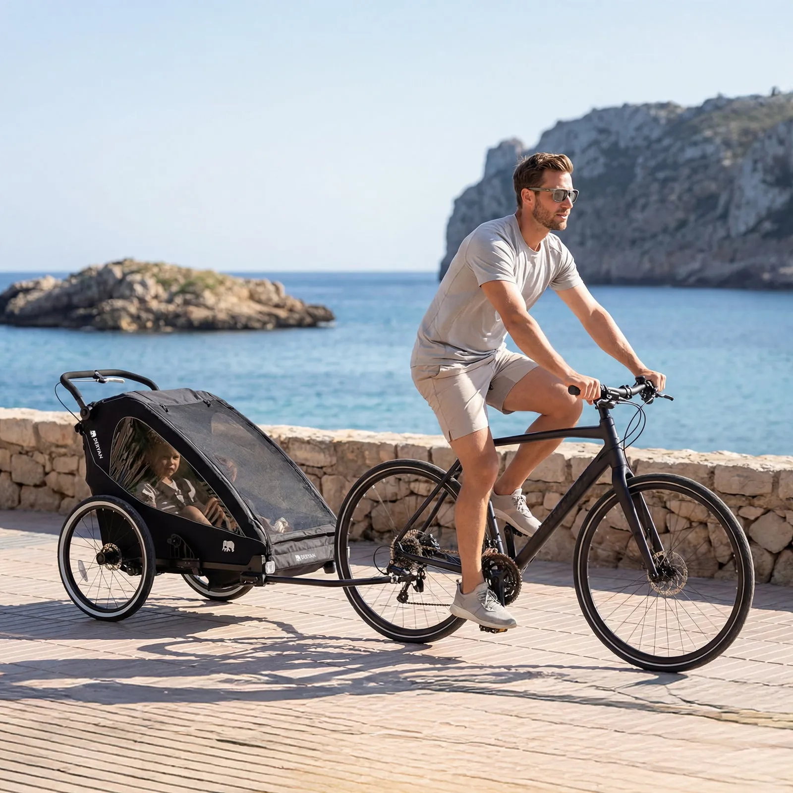 Carro de bicicleta de lujo V2 - Cochecito para pasear - Cochecito para correr Negro - Image 7