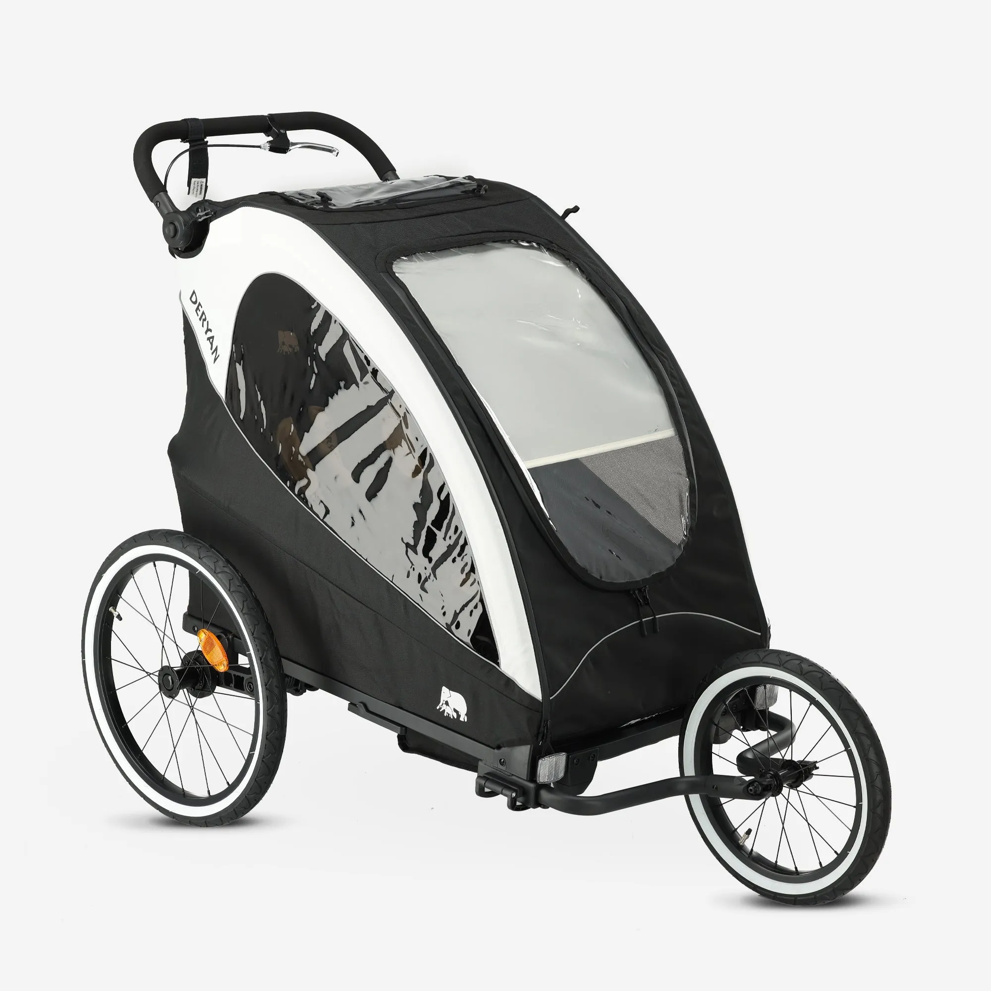 Carro de bicicleta de lujo: carro de bicicleta, cochecito y silla de paseo para correr - Negro/Crema - Image 11