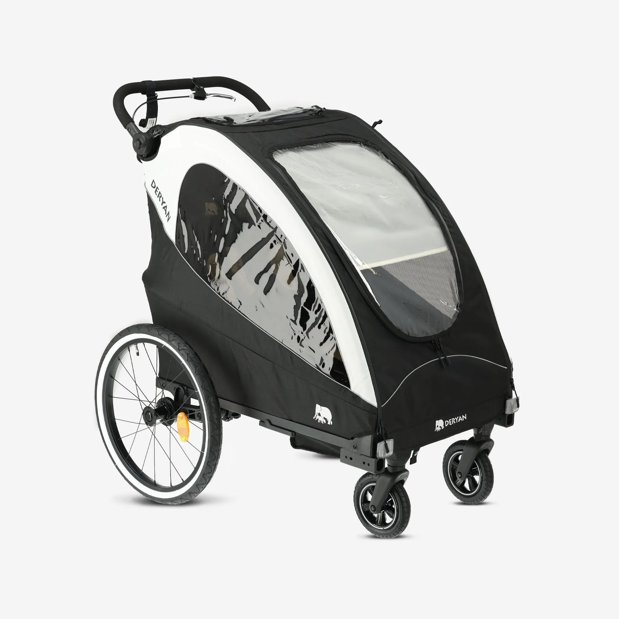Carro de bicicleta de lujo: carro de bicicleta, cochecito y silla de paseo para correr - Negro/Crema - Image 12