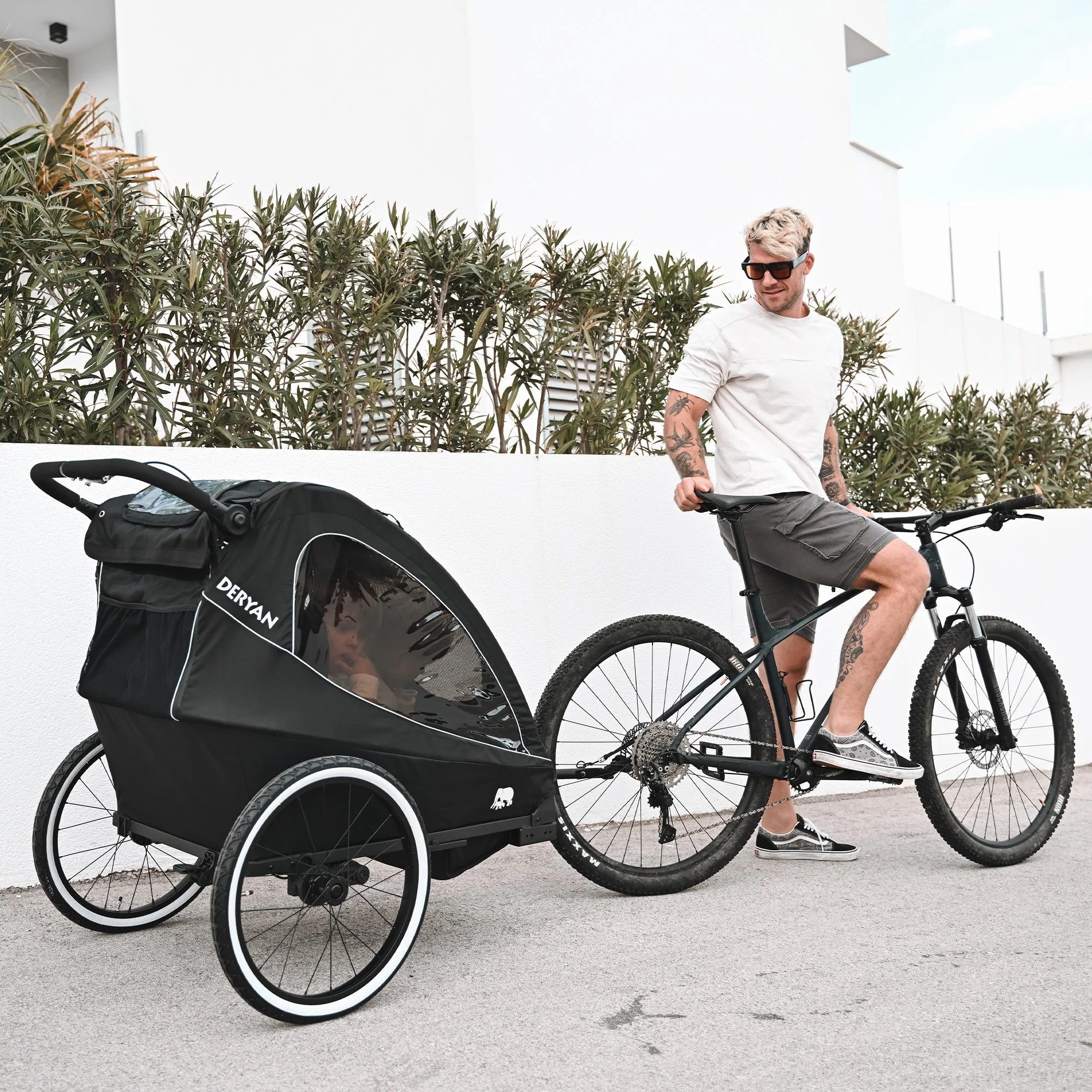 Carro de bicicleta de lujo - carro de bicicleta, cochecito y carrito para correr - Negro - Image 9