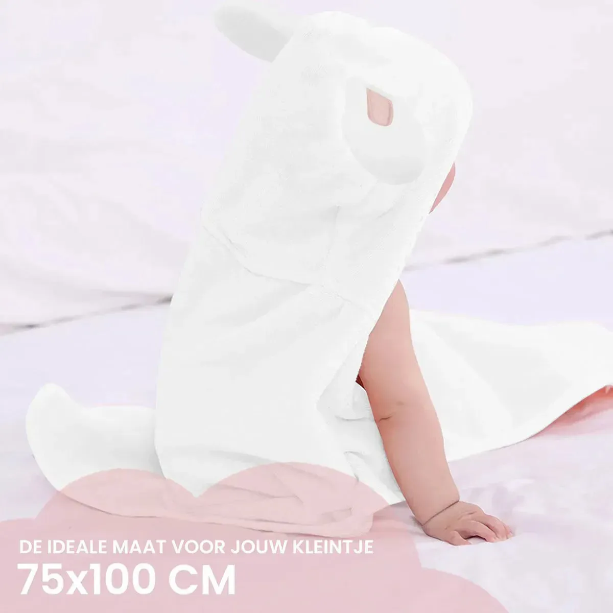 Manta polar multifuncional con capucha Rabbit Pink - Wrap Blanket - Manta 75x100 cm - Image 3
