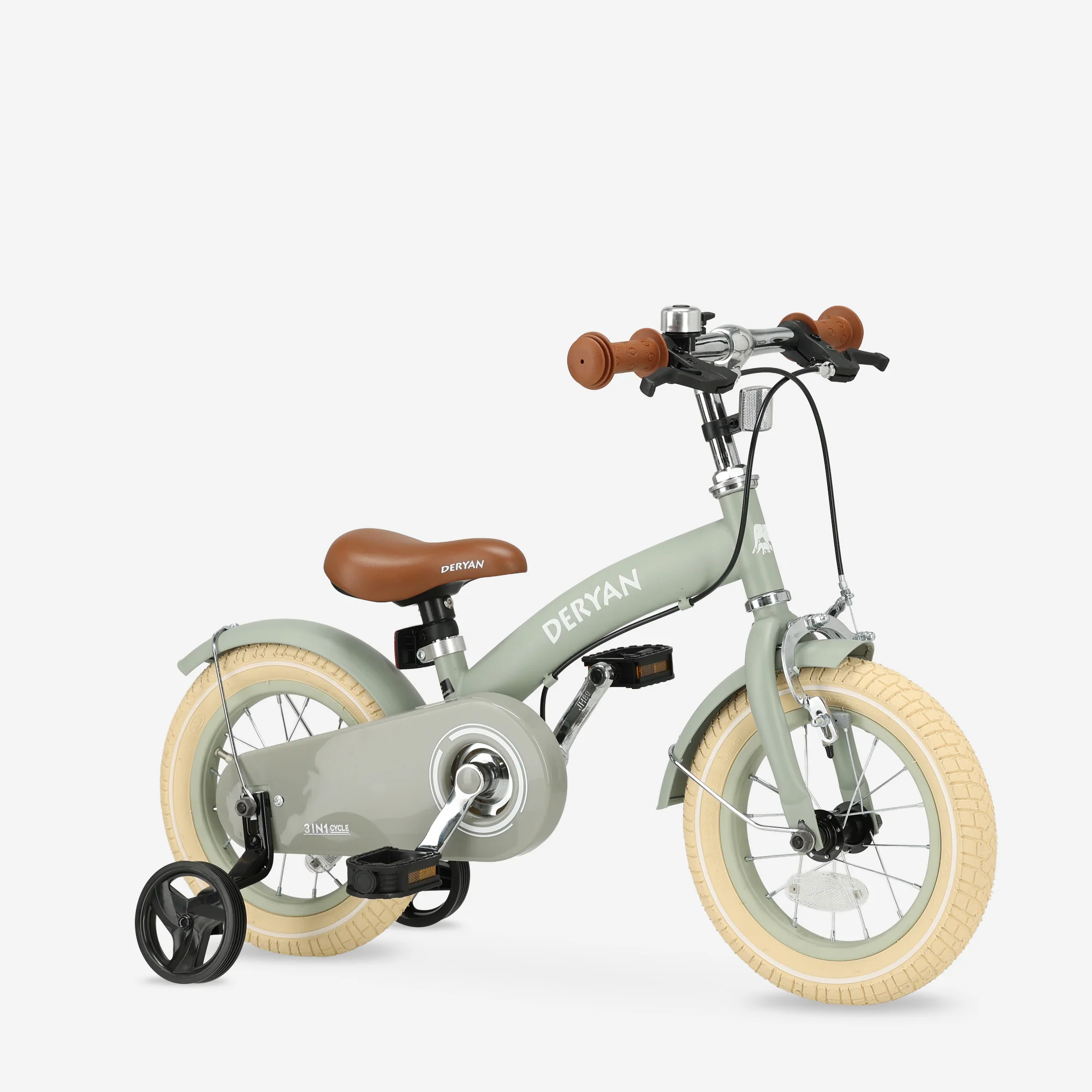 Bicicleta infantil de lujo 12 pulgadas - 3 en 1 - bicicleta de paseo Verde