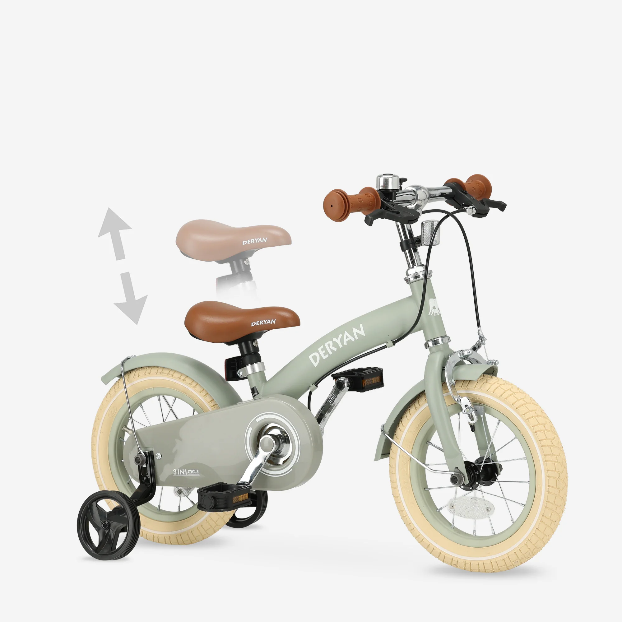 Bicicleta infantil de lujo 12 pulgadas - 3 en 1 - bicicleta de paseo Verde - Image 8