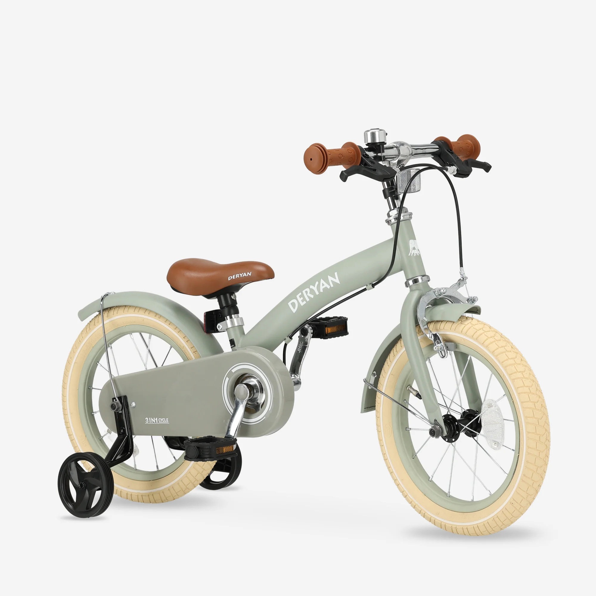 Bicicleta de lujo para niños 14 pulgadas - 3 en 1 - bicicleta de paseo Verde