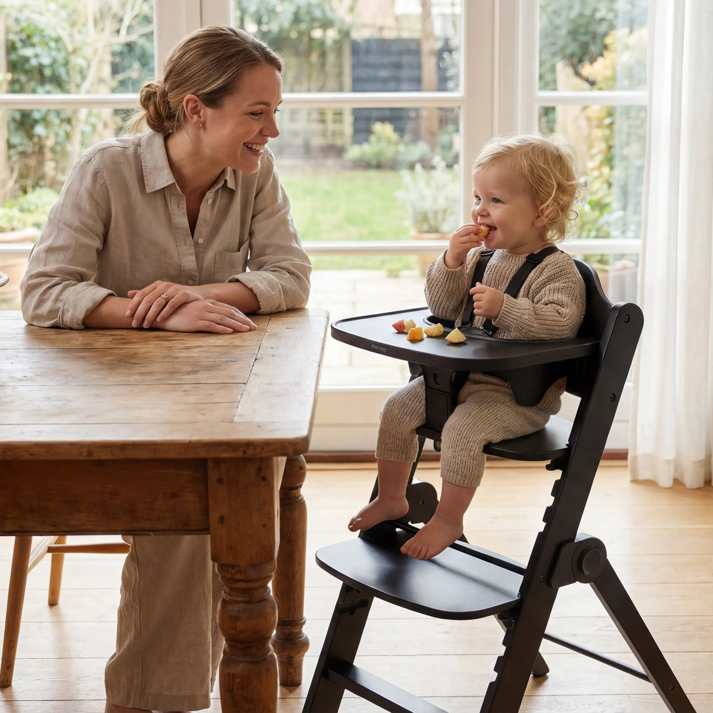 Odin Luxury Wooden Growing Chair Trona con Hamaca - Incluye Bandeja Comedor - Trona Ajustable - Negro - Image 4