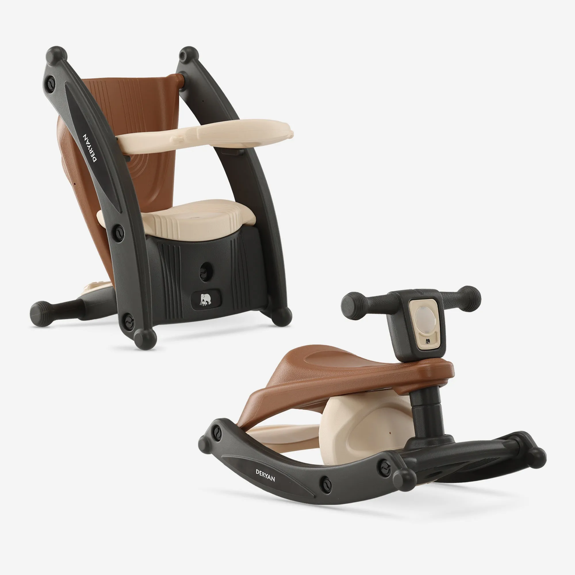 Silla y mecedora 2 en 1 Tobi - Marrón/Crema